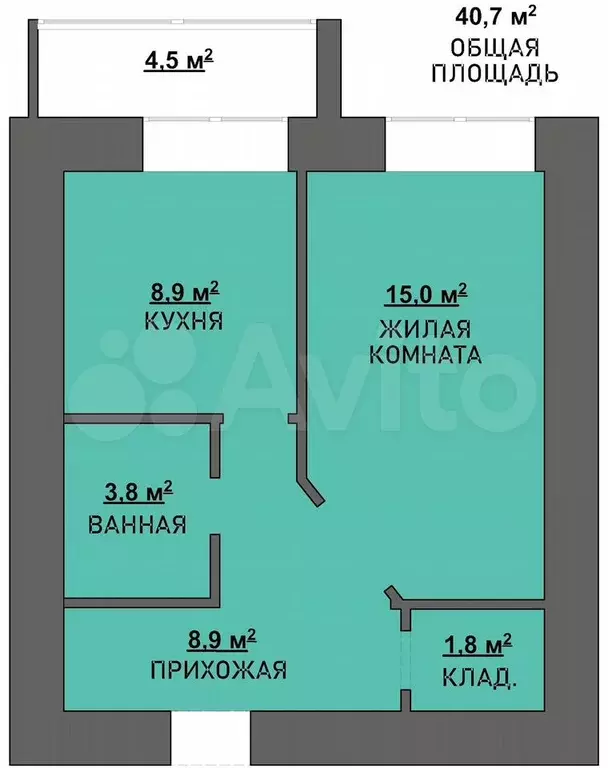 1-к. квартира, 40,7 м, 5/10 эт. - Фото 0