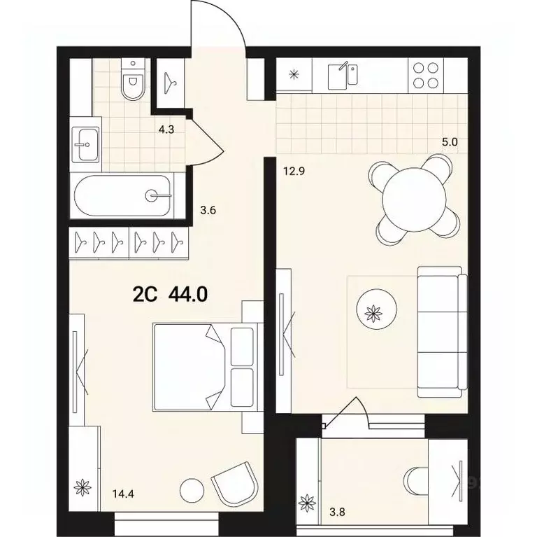 2-к кв. Новосибирская область, Обь Геодезия мкр,  (44.0 м) - Фото 0