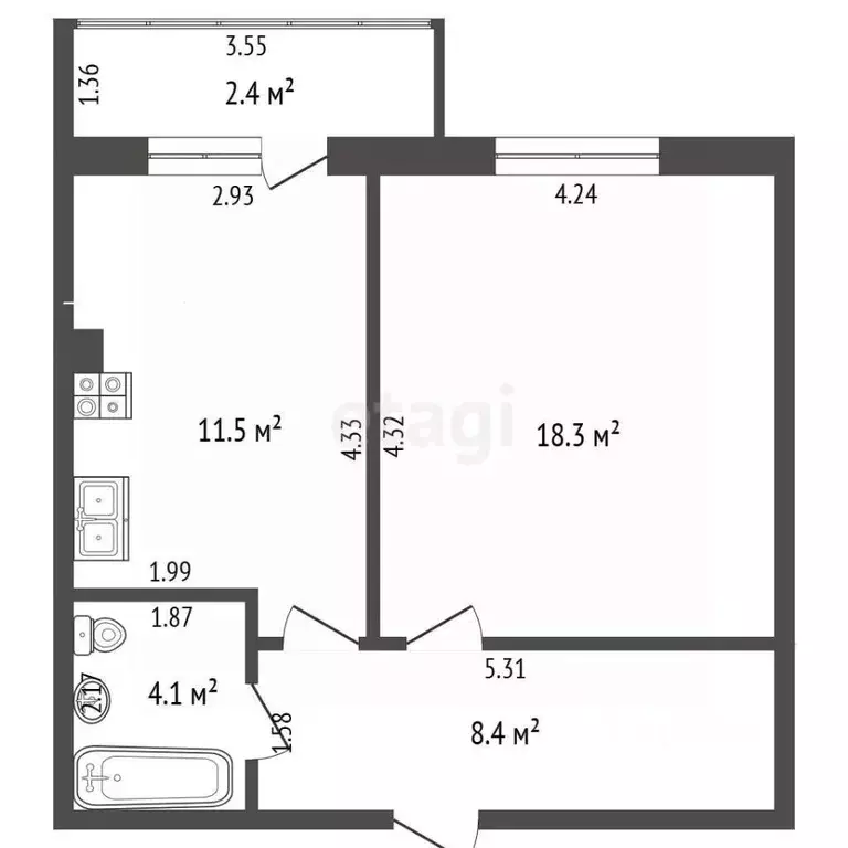 1-к кв. Калининградская область, Калининград ул. Виктора Гакуна, 10 ... - Фото 1