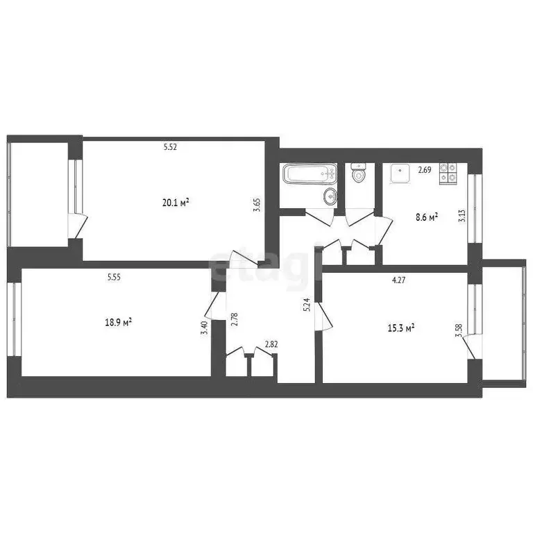 3-комнатная квартира: Тюмень, улица Седова, 15 (82.1 м) - Фото 0