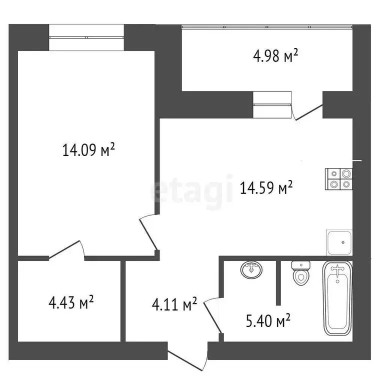 1-комнатная квартира: Тюмень, Широтная улица, 209к1 (40 м) - Фото 1