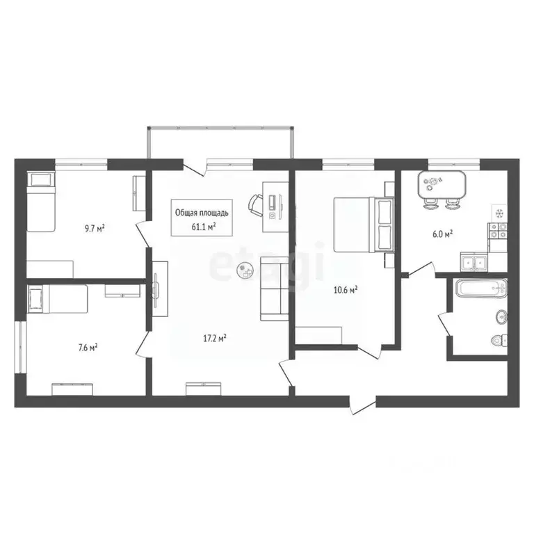 3-к кв. Новосибирская область, Мошковский район, пос. Смоленский ул. ... - Фото 2