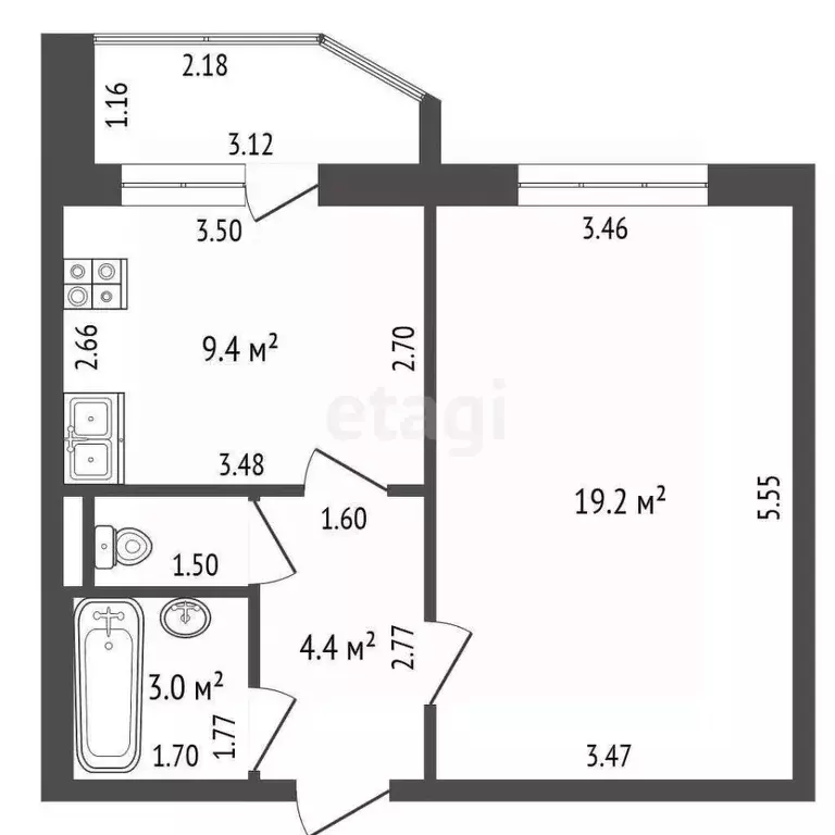 1-к кв. Орловская область, Орел ул. Алроса, 9 (37.4 м) - Фото 1