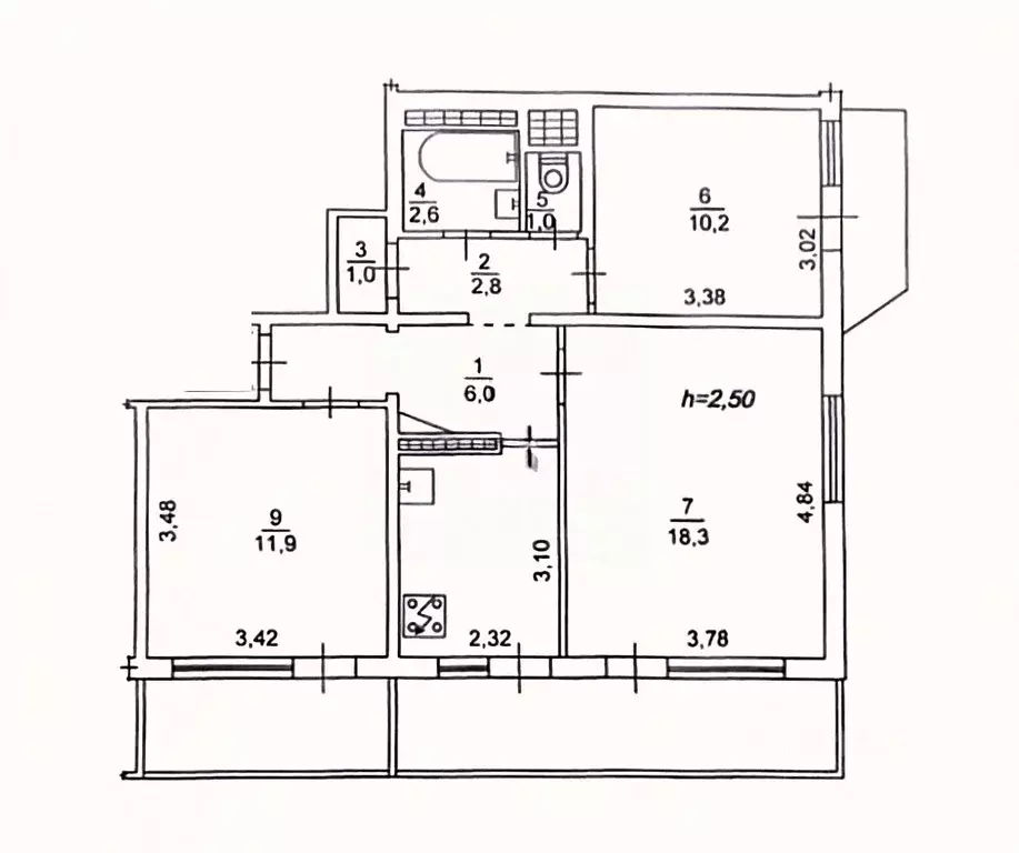 3-к кв. Севастополь ул. Павла Корчагина, 6 (67.0 м) - Фото 2