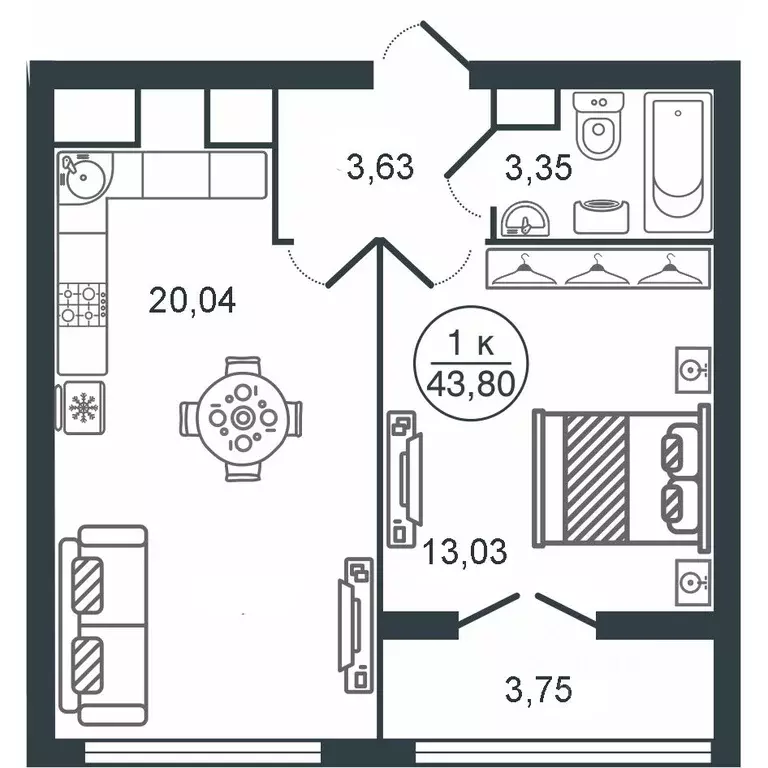 1-к кв. Тверская область, Тверь Южный мкр,  (43.8 м) - Фото 1