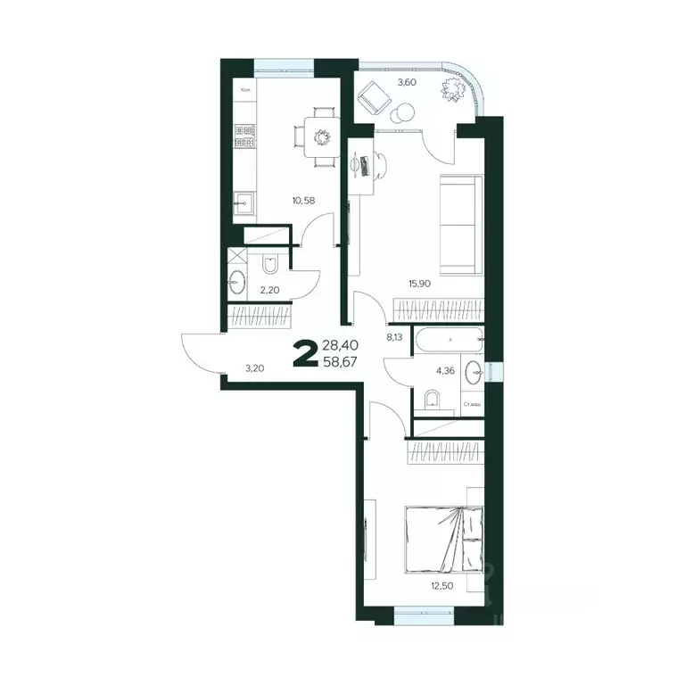 2-к кв. Московская область, Химки Сходня мкр, Первомайская ул., ... - Фото 1