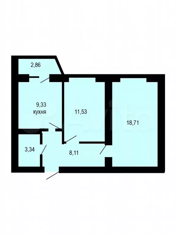 2-к. квартира, 53 м, 2/3 эт. - Фото 0