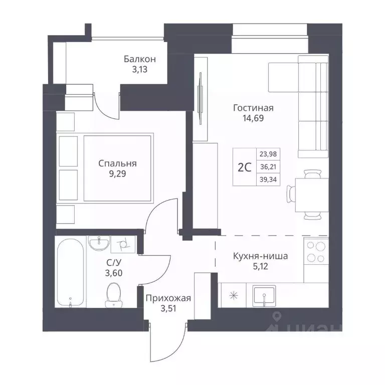 2-к кв. Новосибирская область, Новосибирск ул. Дуси Ковальчук, 246 ... - Фото 1