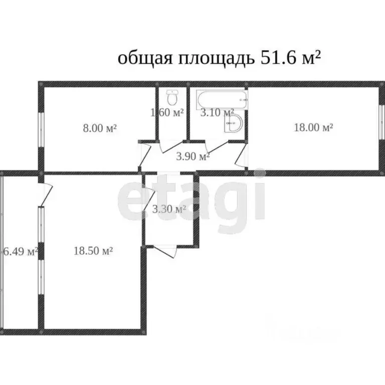 2-к кв. Ямало-Ненецкий АО, Новый Уренгой Дружба мкр, 4/1 (51.6 м) - Фото 1