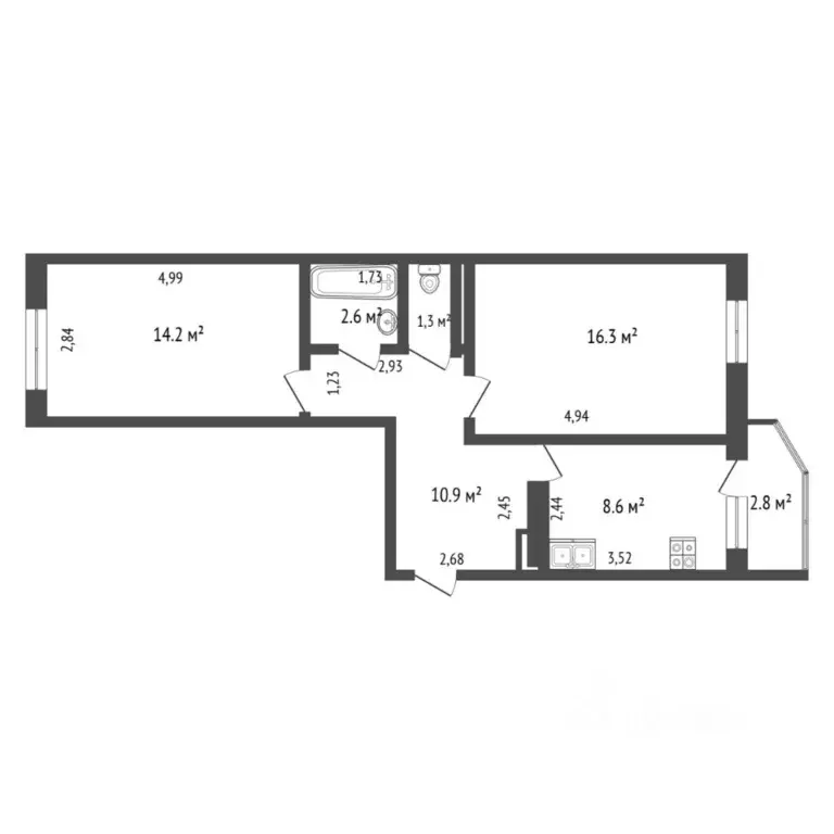 2-к кв. Тюменская область, Тюмень Антипино мкр, ул. Беловежская, 23 ... - Фото 2