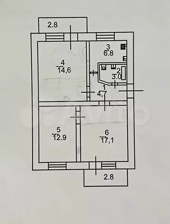 3-к. квартира, 59 м, 3/5 эт. - Фото 0