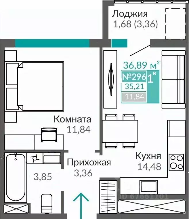 1-к кв. Крым, Симферополь Крымская роза мкр,  (35.21 м) - Фото 0
