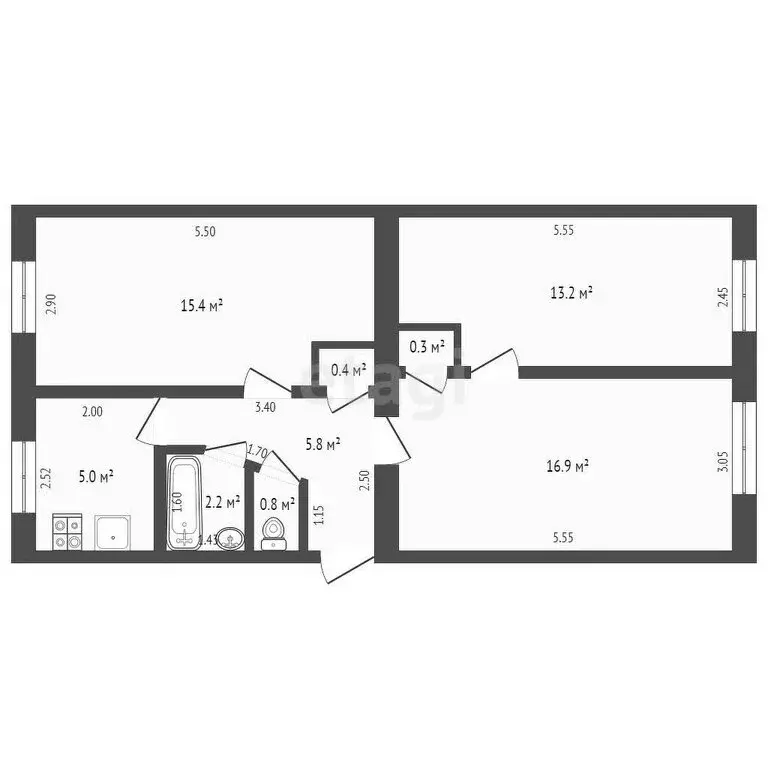 3-комнатная квартира: Ишим, улица Шаронова, 7 (60 м) - Фото 0