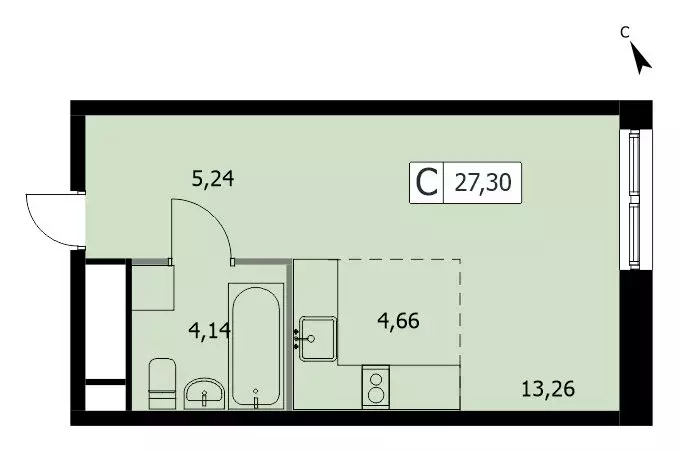 Квартира-студия: Москва, 3-я Гражданская улица, 35с2 (27.1 м) - Фото 0