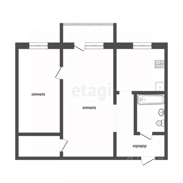 2-к кв. Челябинская область, Челябинск ул. Кудрявцева, 16 (46.2 м) - Фото 2