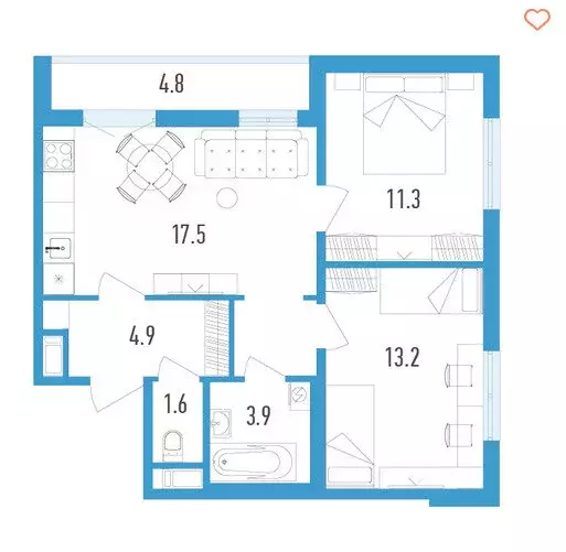2-комнатная квартира: посёлок Шушары, Старорусский проспект, 3к1 (57 ... - Фото 1