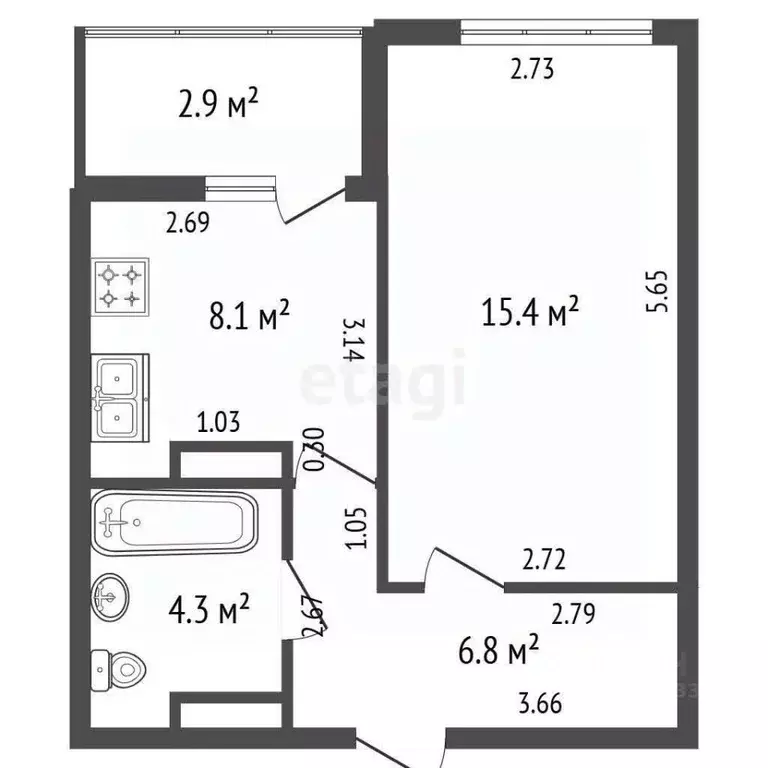 1-к кв. Санкт-Петербург просп. Просвещения, 15 (34.6 м) - Фото 2