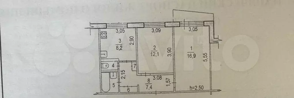 2-к. квартира, 49,6 м, 2/10 эт. - Фото 0