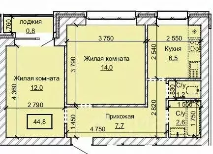 2-к кв. Алтайский край, Барнаул ул. Анатолия (44.8 м) - Фото 1