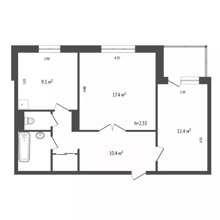 2-к кв. Красноярский край, Красноярск ул. Академгородок, 14 (53.5 м) - Фото 2