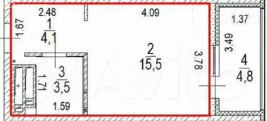Квартира-студия: Воронеж, улица Загоровского, 1 (23.1 м) - Фото 0