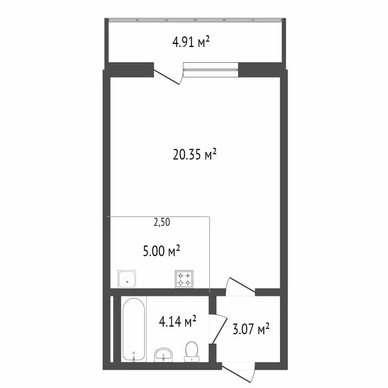 Квартира-студия: Новосибирск, улица Петухова, 162 (30.3 м) - Фото 1