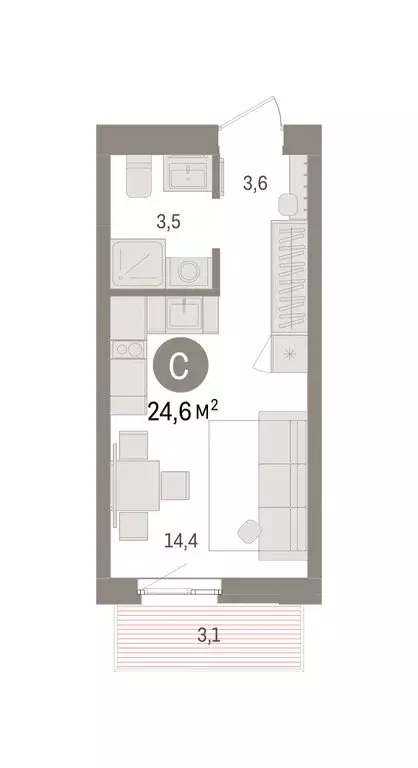 Квартира-студия: Челябинская область, Сосновский муниципальный округ, ... - Фото 2
