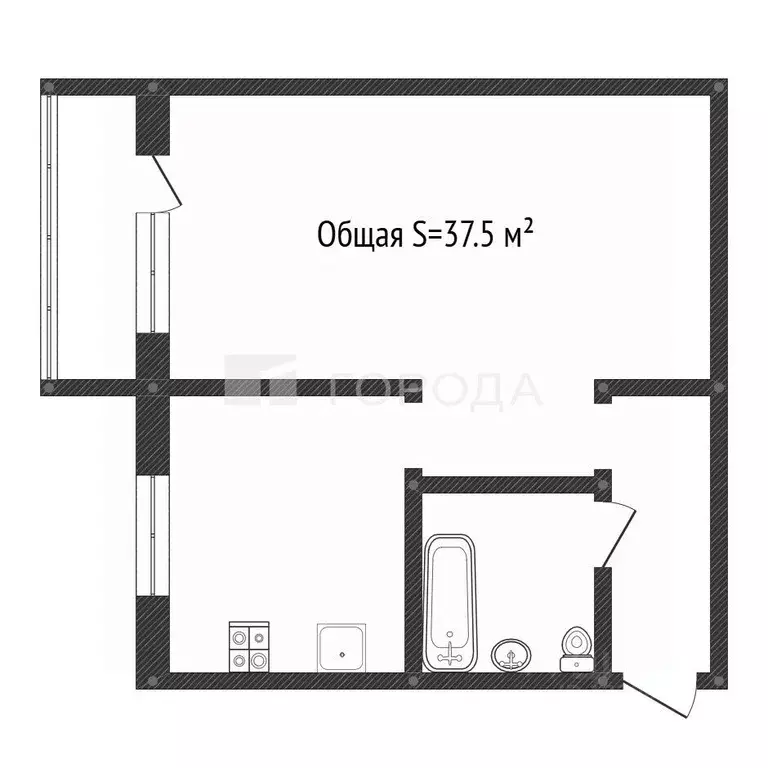 1-к кв. Кемеровская область, Новокузнецк Вокзальная ул., 113 (37.5 м) - Фото 2