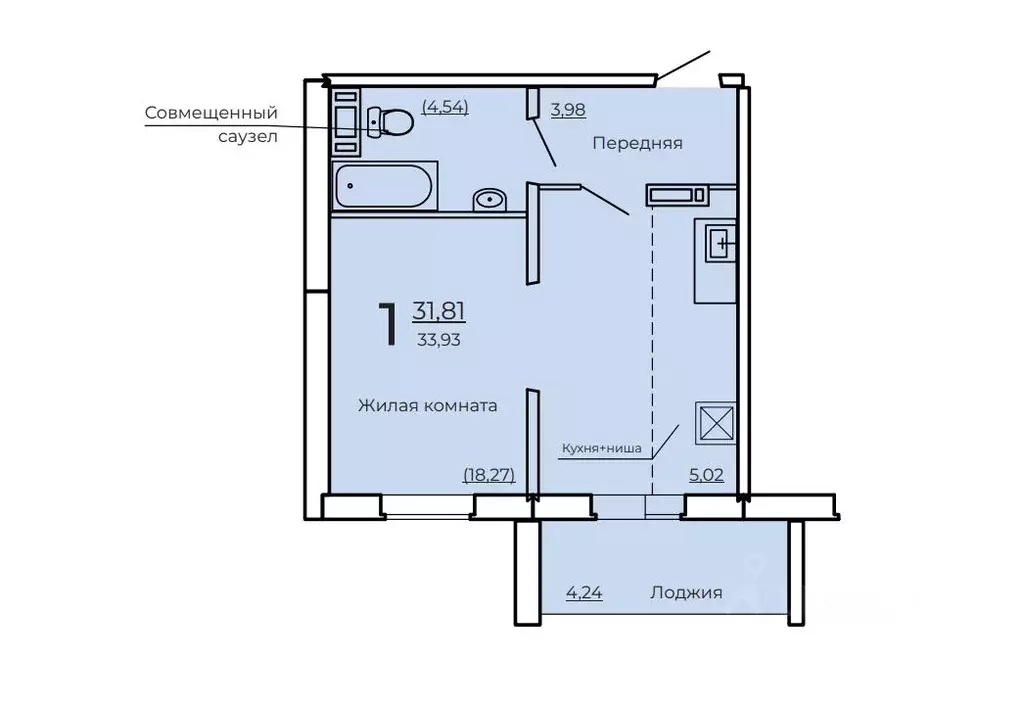 1-к кв. Свердловская область, Екатеринбург ул. Ракетная, 17/2 (33.93 ... - Фото 0