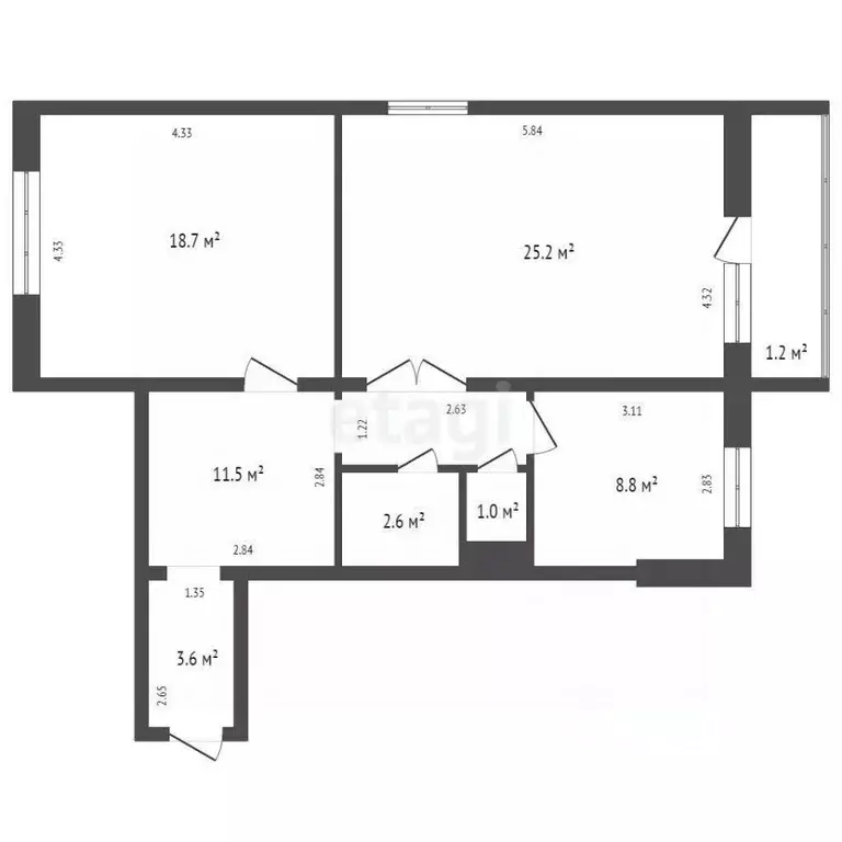 2-к кв. Красноярский край, Красноярск ул. 3 Августа, 20А (72.7 м) - Фото 2