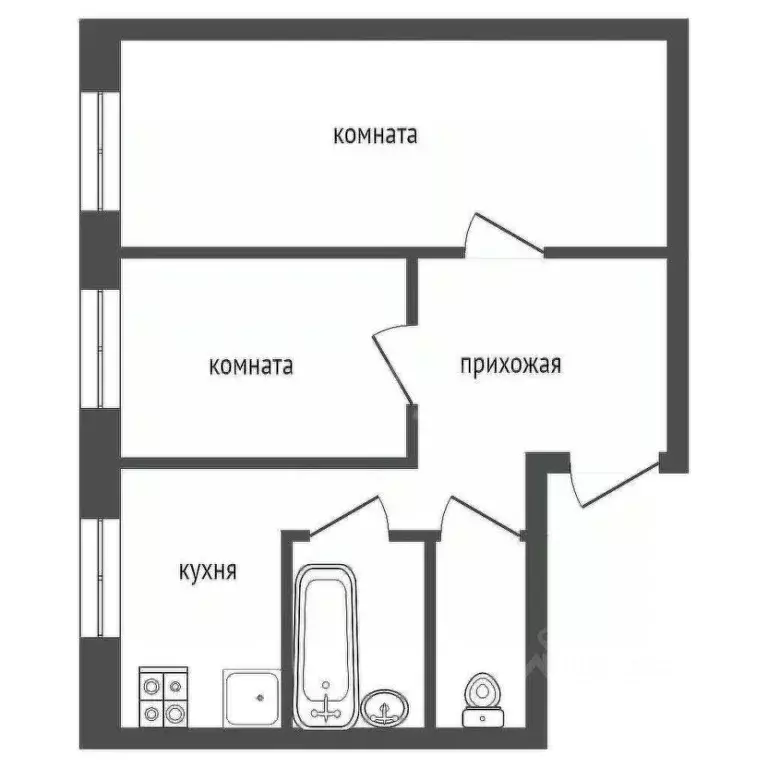 2-к кв. Ленинградская область, Кириши Советская ул., 12б (42.1 м) - Фото 2