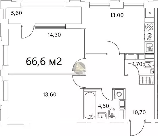 2-к кв. Санкт-Петербург Планерная ул., 99 (66.6 м) - Фото 2