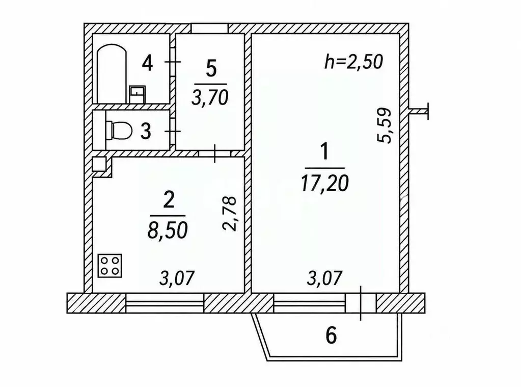 1-к кв. Чувашия, Чебоксары Университетская ул., 30 (33.1 м) - Фото 2
