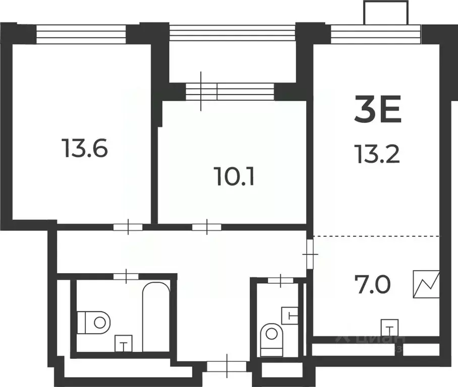 3-к кв. Москва ул. Милашенкова, 6 (62.5 м) - Фото 2