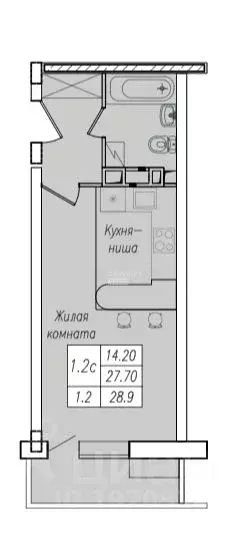 1-к кв. Курская область, Курск ул. Энгельса, 156 (28.9 м) - Фото 1