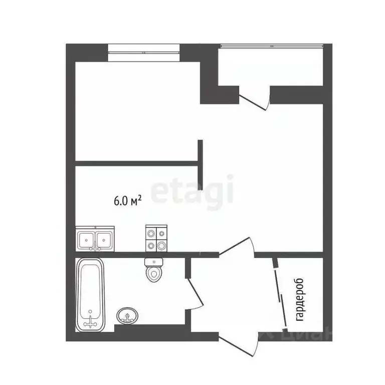 Студия Тюменская область, Тюмень ул. Краснооктябрьская, 14к2 (30.5 м) - Фото 2