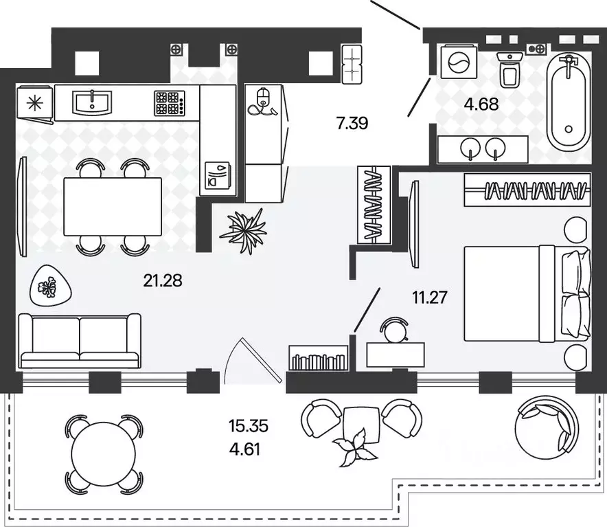 1-к кв. Калининградская область, Гурьевский муниципальный округ, пос. ... - Фото 1