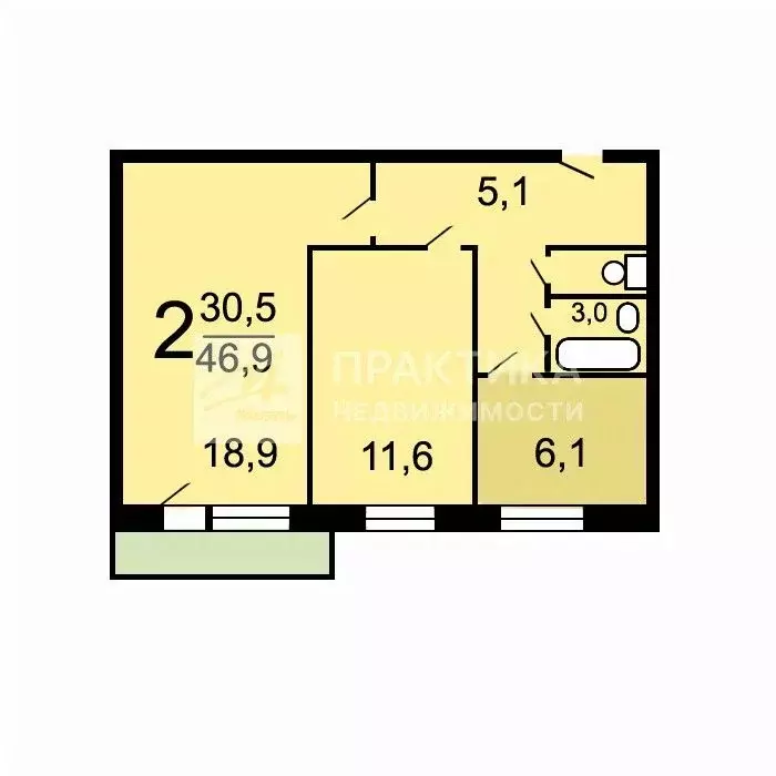 2-к кв. Москва ул. Свободы, 97С1 (46.9 м) - Фото 2