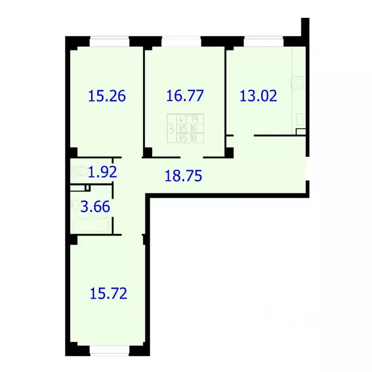 3-к кв. Красноярский край, Красноярск Северное ш., 50А (85.1 м) - Фото 0