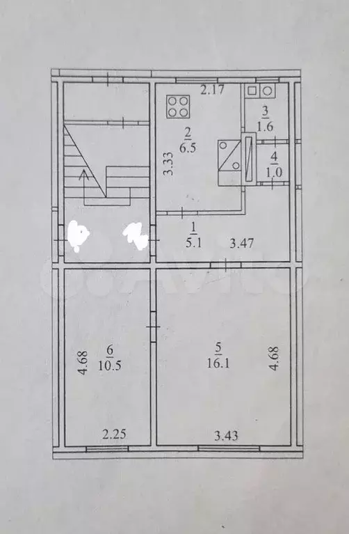 2-к. квартира, 40,8 м, 1/2 эт. - Фото 0