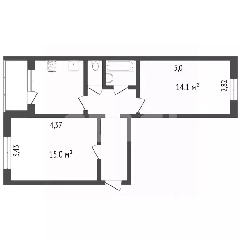 2-к кв. Ханты-Мансийский АО, Сургут ул. Толстого, 18 (46.8 м) - Фото 1