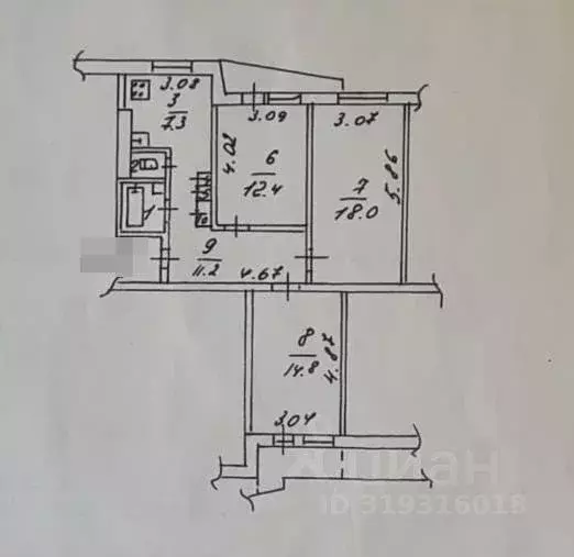 Квартира, 3 комнаты, 68.2 м - Фото 1