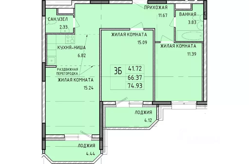 3-к кв. Тульская область, Тула Рязанская ул., 23 (74.93 м) - Фото 0