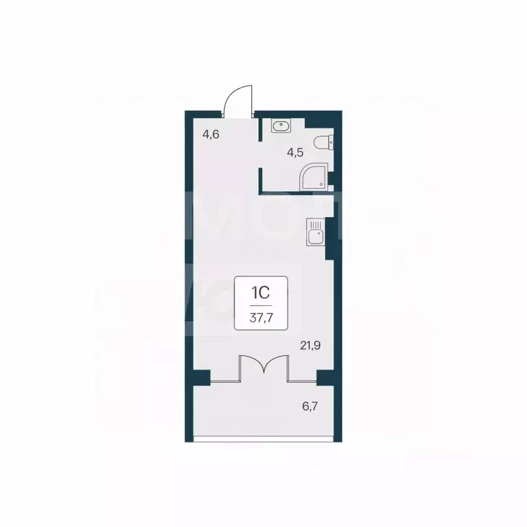 Студия Крым, Алупка ш. Севастопольское, 6Ак1 (37.7 м) - Фото 2