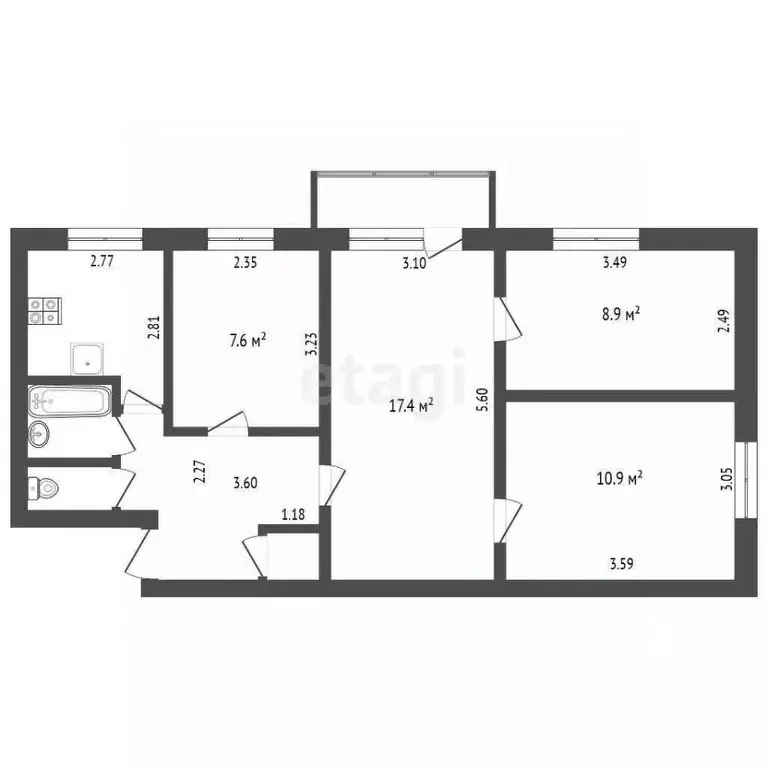 4-к кв. Кемеровская область, Новокузнецк ул. Шункова, 7 (61.2 м) - Фото 1