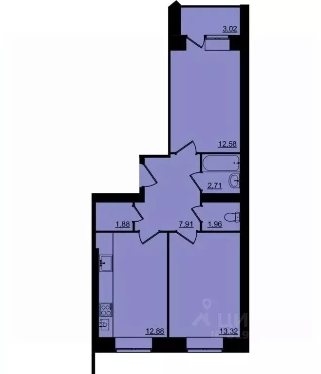 2-к кв. Костромская область, Кострома Московская ул., 100 (54.7 м) - Фото 1