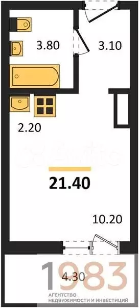 Квартира-студия, 21,4 м, 17/17 эт. - Фото 0