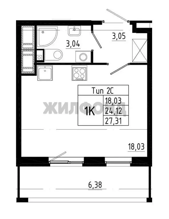 Квартира-студия: Санкт-Петербург, Архивная улица, 6 (27.3 м) - Фото 0