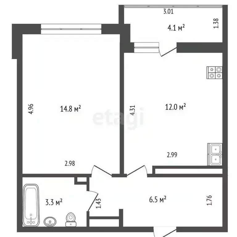 1-к кв. Тюменская область, Тюмень ул. Николая Федорова, 17 (36.9 м) - Фото 0