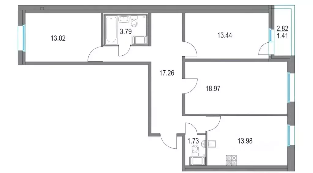 3-к кв. Санкт-Петербург Богатырский просп., 2А (85.0 м) - Фото 2